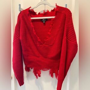 HERA Red distressed sweater